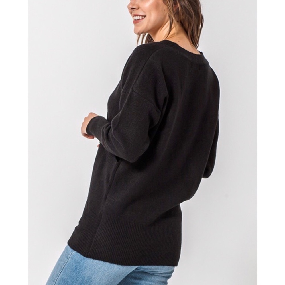 TEDDY Ultra Soft Surplice Sweater in BLACK - Picture 2 of 3